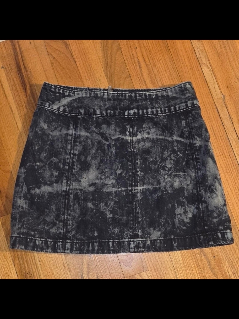 Free People Black Acid-Wash Mini Skirt
